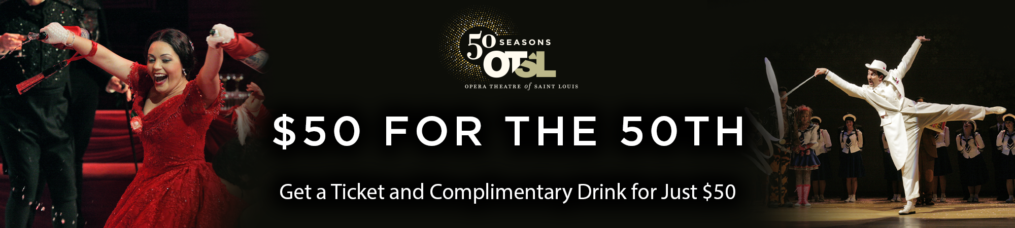 $50 for the 50th Get a Ticket and Complimentary Drink for Just $50